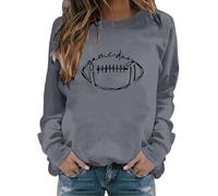 Sudadera de manga larga con cuello redondo para mujer, para el día del partido, camiseta de fútbol americano, camiseta de manga larga, 1C-rosa, M
