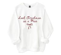 Sudadera de manga larga con texto en inglés "Last Christmas as a Miss Sweatshirt", blanco, XXL