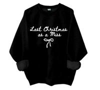 Sudadera de manga larga con texto en inglés "Last Christmas as a Miss Sweatshirt", Negro, S