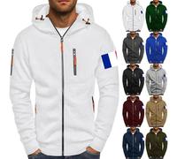 Sudadera de manga larga para hombre, 4XL, con cremallera completa, de algodón, con cremallera completa, con bolsillo con cremallera, cómoda sudadera con capucha de ajuste holgado, abrigos de forro