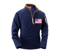 Sudadera de manga larga para hombre, de forro polar, con cremallera de un cuarto, cuello alto, sudadera de ajuste regular, sudadera de calentamiento para otoño e invierno, abrigos con bolsillo en el