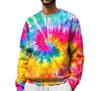 Sudadera de manga larga para hombre, diseño de arcoíris, teñido anudado, cuello redondo, sudadera de forro polar, sudadera unisex de trabajo, sudaderas casuales con estampado de otoño, camiseta