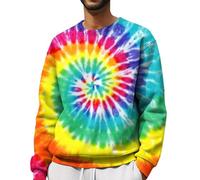 Sudadera de manga larga para hombre, diseño de arcoíris, teñido anudado, cuello redondo, sudadera de forro polar, sudadera unisex de trabajo, sudaderas casuales con estampado de otoño, camiseta