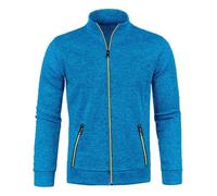 Sudadera de manga larga para hombre, para otoño e invierno, cuello con cremallera, color liso, de manga larga, a la moda, abrigos elegantes de otoño para hombre, azul, 4XL