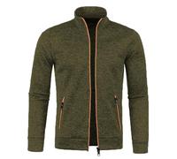 Sudadera de manga larga para hombre, para otoño e invierno, cuello con cremallera, color liso, de manga larga, a la moda, abrigos elegantes de otoño para hombre, Ejercito Verde, 4XL