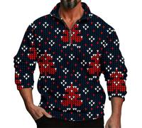Sudadera de manga larga para hombre, primavera, otoño e invierno, con estampado 3D, casual, cómoda, holgada, con un tercio de cremallera, sin capucha, para hombre, Negro, 3XL