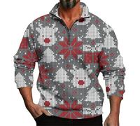 Sudadera de manga larga para hombre, primavera, otoño e invierno, con impresión 3D, casual, cómoda, holgada, con un tercio de cremallera, sin capucha, para el trabajo, gris, XL