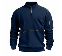 Sudadera de manga larga para hombre, suéter con cremallera de un cuarto, cuello alto, puños elásticos y bolsillo canguro, suéter de calentamiento para otoño e invierno, abrigos casuales inteligentes
