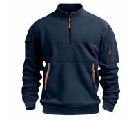 Sudadera de manga larga para hombre, suéter con cremallera de un cuarto, cuello alto, puños elásticos y bolsillo canguro, suéter de calentamiento para otoño e invierno, abrigos casuales inteligentes