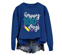 Sudadera de manga larga para mujer, 100 días de escuela, sin capucha, sin capucha, para mujer, azul, L