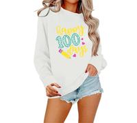 Sudadera de manga larga para mujer, 100 días de escuela, sin capucha, sin capucha, para mujer, blanco, S