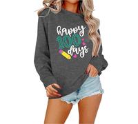 Sudadera de manga larga para mujer, 100 días de escuela, sin capucha, sin capucha, para mujer, gris, XL