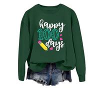 Sudadera de manga larga para mujer, 100 días de escuela, sin capucha, sin capucha, para mujer, verde oscuro, M