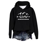 Sudadera de manga larga para mujer con texto en inglés "God is Greater Than The Highs and Lows", Negro , L