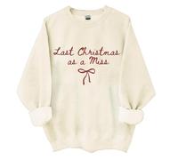 Sudadera de manga larga para mujer con texto "Last Christmas as a Miss ", Creamy Yellow, L