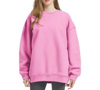 Sudadera de manga larga para mujer, informal, informal, de color sólido, Rosa., 3XL