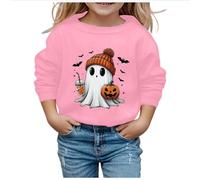 Sudadera De Manga Larga Sin Capucha con Cuello Y Estampado Lindo De Halloween A La para Niños (7-8 Years)
