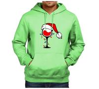 Sudadera de Metal Navidad para Hombres 2024 Copas de Vino Tinto con Sombreros de Santa Claus Sudaderas gráficas Suéter Jersey Ropa de Invierno Sudadera Capucha Animal, Light Green #1, XL