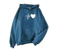 Sudadera de moda con capucha con capucha lisa, ropa elegante para mujer, tops elegantes, para ocio, adolescentes, niñas, holgada, casual, de algodón, ropa para mujer, azul oscuro, 3XL