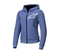 Alpinestars Stella Chrome V2 Sport Sudadera con capucha y cremallera para motocicleta para mujer, azul, tamaño M