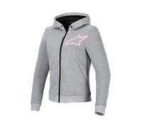 Alpinestars Stella Chrome V2 Sport Sudadera con capucha y cremallera para motocicleta para mujer, gris, tamaño XL