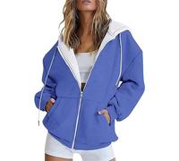Sudadera de mujer con capucha con cremallera manga larga algodón casual suéter abrigo cómodo con cremallera Y2k Streetwear Sudaderas Chaqueta con bolsillos clásico Sweatshirt otoño primavera, C, XL