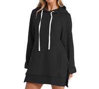 Sudadera de mujer con capucha larga Jersey Moda Casual Hoodie Top con bolsillos Otoño Basic Sweatshirt Manga Larga Color Sólido Clásico Sweatshirt con Grande Bolsillos Outdoor Deportiva Jogging
