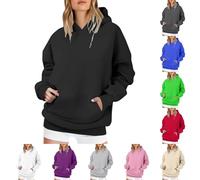 Sudadera de mujer con capucha Oversize, chaqueta ligera para mujer, talla grande, manga larga, sudaderas, color liso, con capucha, informal, abrigos versátiles, chándal corto, Xxxxxl, Negro , 4XL