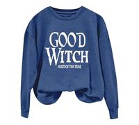 Sudadera de mujer con cuello redondo y texto en inglés "Good Witch Most of the Time", azul, 4XL