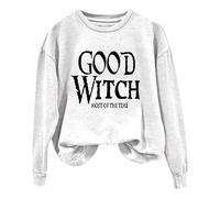 Sudadera de mujer con cuello redondo y texto en inglés "Good Witch Most of the Time", Blanco, XL