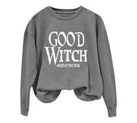Sudadera de mujer con cuello redondo y texto en inglés "Good Witch Most of the Time", gris, 4XL