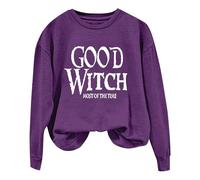Sudadera de mujer con cuello redondo y texto en inglés "Good Witch Most of the Time", morado, 4XL