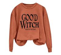 Sudadera de mujer con cuello redondo y texto en inglés "Good Witch Most of the Time", naranja, S
