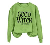 Sudadera de mujer con cuello redondo y texto en inglés "Good Witch Most of the Time", verde, S