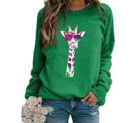 Sudadera de Mujer con Estampado de Jirafa en 3D con Gafas de Sol Casual de Manga Larga con un Lindo patrón de Animal suéter Holgado