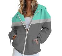 Sudadera de mujer ligera con cremallera y capucha, bolsillos, deportiva, casa, gimnasio, correr, tiempo libre, sudadera negra, modelo ligero de forro polar para primavera y otoño, Grey-a, M