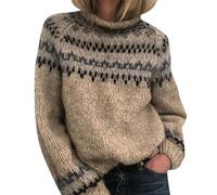 Sudadera de mujer noruega de invierno cálida y elegante con cuello redondo y mangas largas, con estampado jacquard, de gran tamaño, casual y económica, para otoño-invierno, 4X-Large
