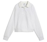 PUMA Polo de Manga Larga Class de Felpa y Corte Holgado Mujer L, White Glow Heather