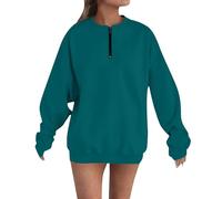 Sudadera de mujer sin capucha con cremallera, sudadera para mujer con cuello redondo y cuello redondo, sudaderas de manga larga, abrigo de gran tamaño, abrigos de color sólido chaqueta simple ropa