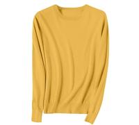 Sudadera de mujer sin capucha de talla grande, económica, de punto, para invierno, sudadera oversize, de color liso, manga larga, cuello redondo, básica, ligera, informal, para otoño, jersey de punto