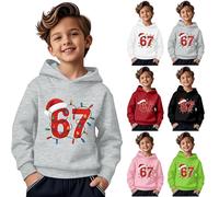 Sudadera de Navidad 67 para niños | Sudadera con capucha Six Seven 6 7 Meme Camisa de manga larga Sudadera de moda de Navidad Sudaderas con capucha para niños y niñas, suéter de Navidad para niños