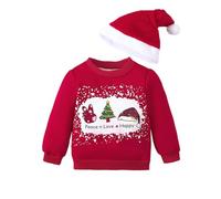 Sudadera de Navidad con estampado de árbol de Navidad y alfabeto Peace,Love,Happy Jersey de Navidad para niña, confort con capucha de Navidad, sudaderas casuales para diario, rojo, 2 años