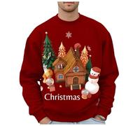 Sudadera de Navidad con texto en inglés "Merry Christmas" Sun Conure Parrot Ugly Xmas Sweater Sudadera de Navidad para hombre Merry and Bright Christmas Shirt Funny Snowflake Graphic Tee, Rojo