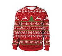 Sudadera de Navidad de gran tamaño unisex para mujeres y hombres, casual, holgada, de manga larga, con estampado de muñeco de nieve, perro, reno, camisetas de Navidad, cuello redondo, tallas M-XXL