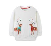 Sudadera de Navidad genérica para niños, sudadera de invierno, acogedora para niños, con bordado de reno, fiesta, suéter suave en mezcla de niños y niñas, atuendo de vacaciones (3-4 años)