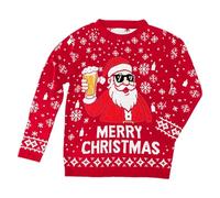 Sudadera de Navidad ligera con estampado de renos para hombre | Sudadera clásica de forro polar para hombre, con cuello redondo, diseño de reno