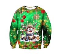 Sudadera de Navidad para hombre con diseño de Papá Noel | Sudadera divertida de Navidad de gran tamaño para hombre, cuello redondo, de invierno, con estampado de Papá Noel