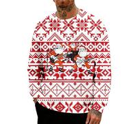 Sudadera de Navidad para hombre, cuello redondo, informal, 3D, divertido, feo, divertido, informal, manga larga, disfraz de fiesta de Navidad, B4., M
