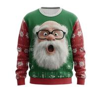 Sudadera de Navidad para hombre, de forro polar, con estampado de Claus | Sudaderas navideñas novedosas para hombre y hombre, cuello redondo, diseño de Papá Noel