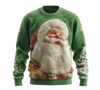Sudadera de Navidad para hombre, diseño de muñeco de nieve | Suéter navideño de gran tamaño para hombre, cuello redondo, estampado de reno, ropa de calle